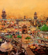 Shan Amrohvi, 30 x 36 inch, Acrylic on Canvas, Cityscape Painting, AC-SA-174